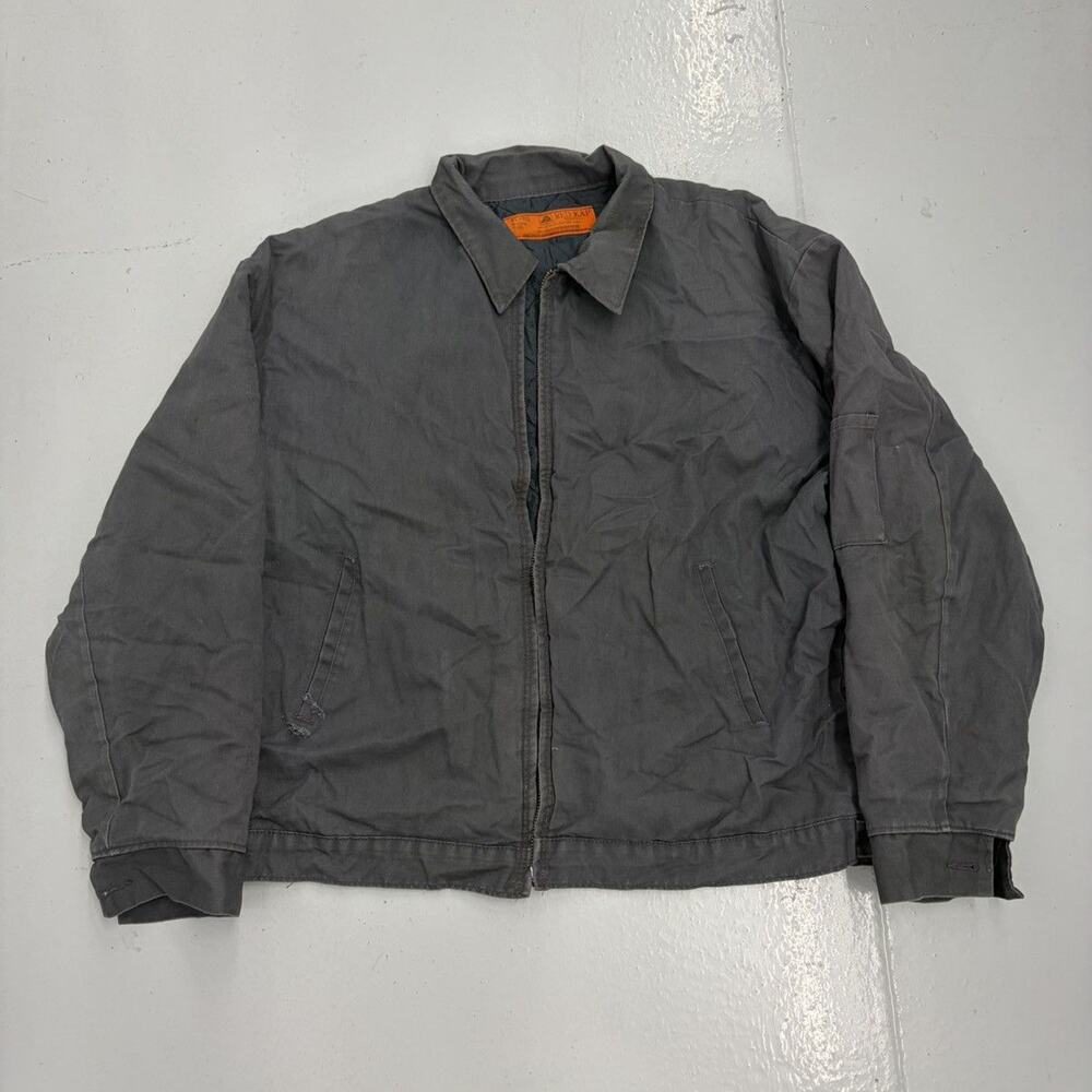 Vintage 70s Red Kap Grey Canvas Workwear Mechanics Jacket